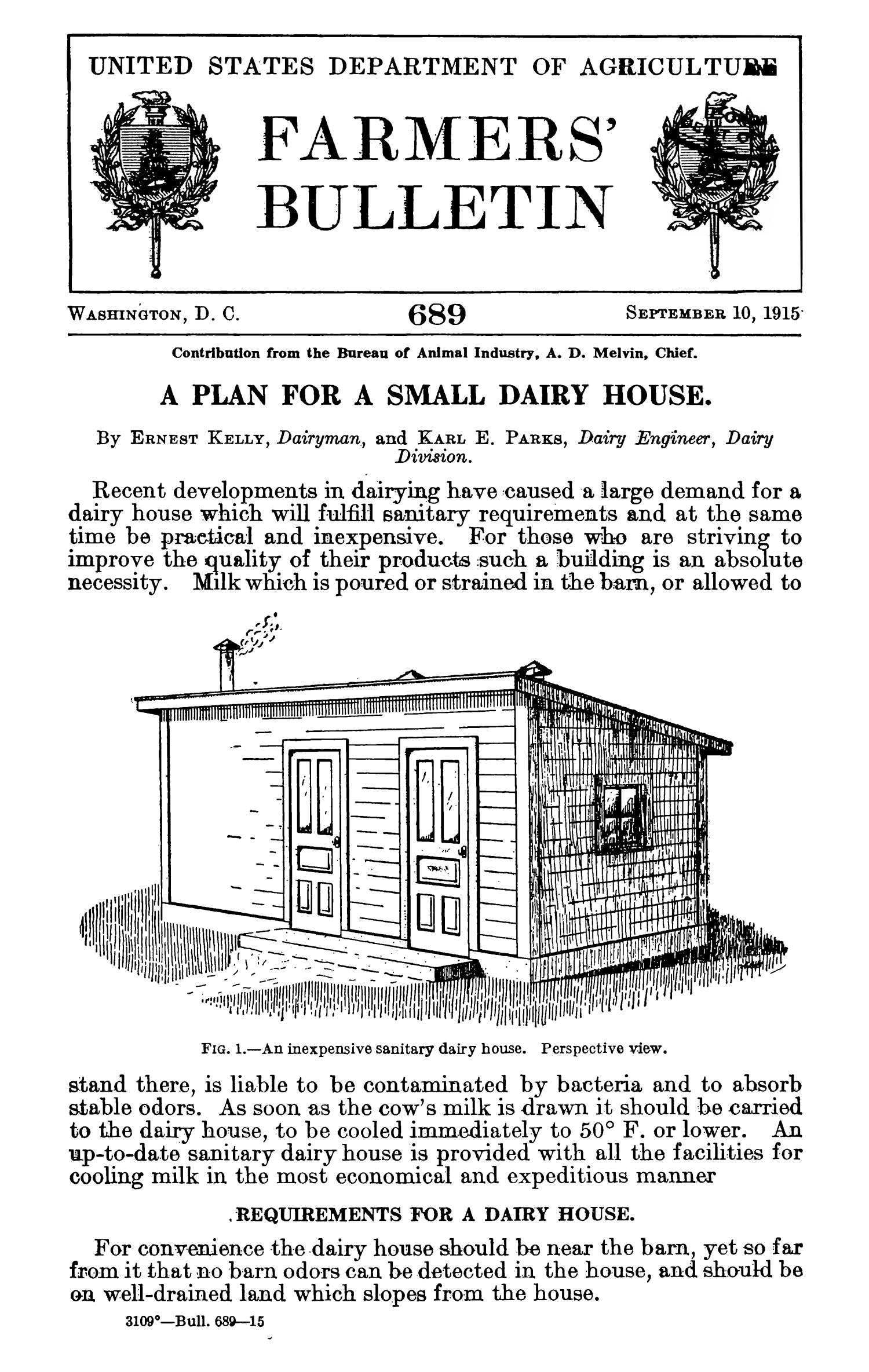 A Plan for a Small Dairy House UNT Digital Library