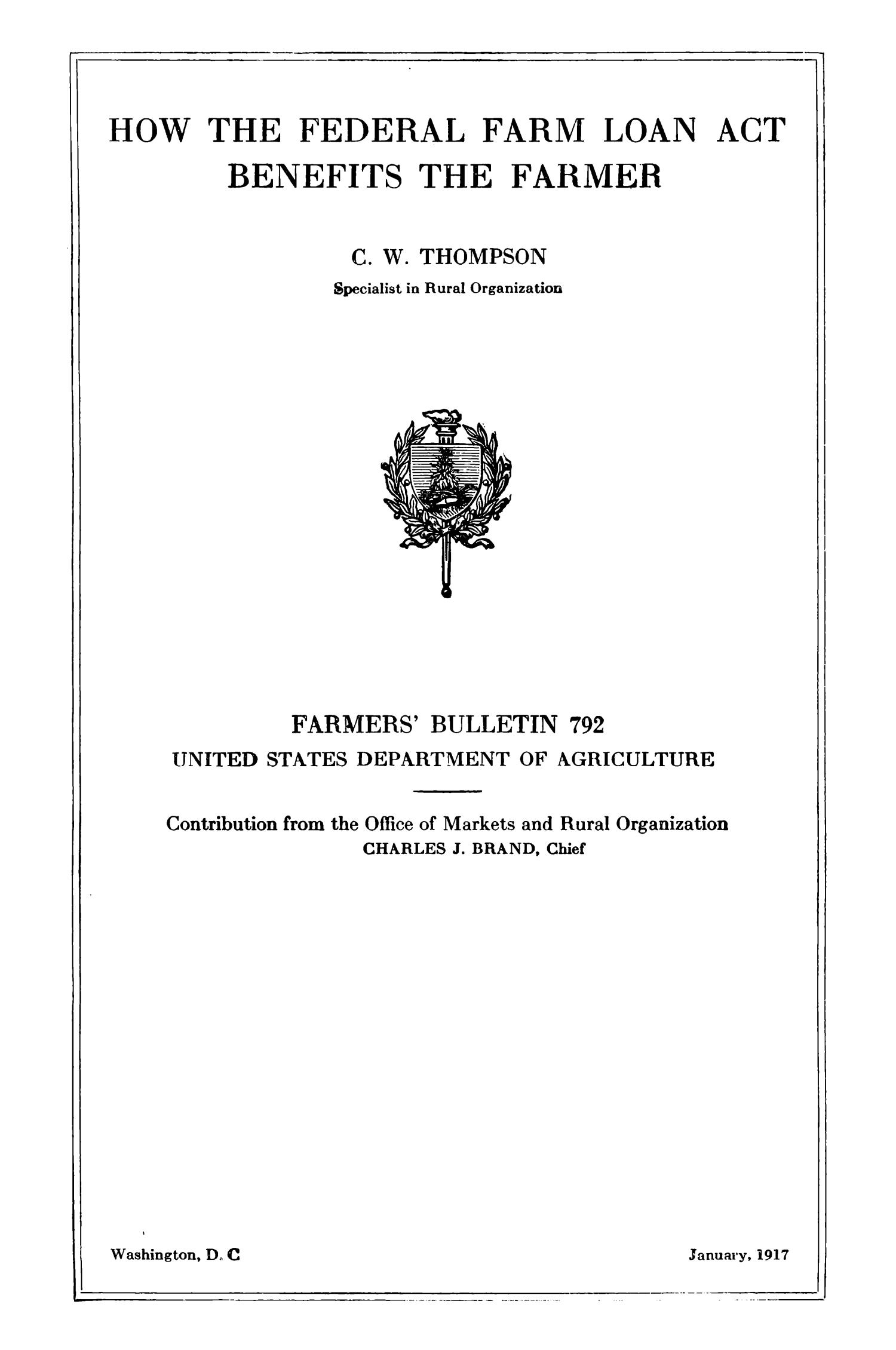 How the Federal Farm Loan Act Benefits the Farmer UNT Digital Library