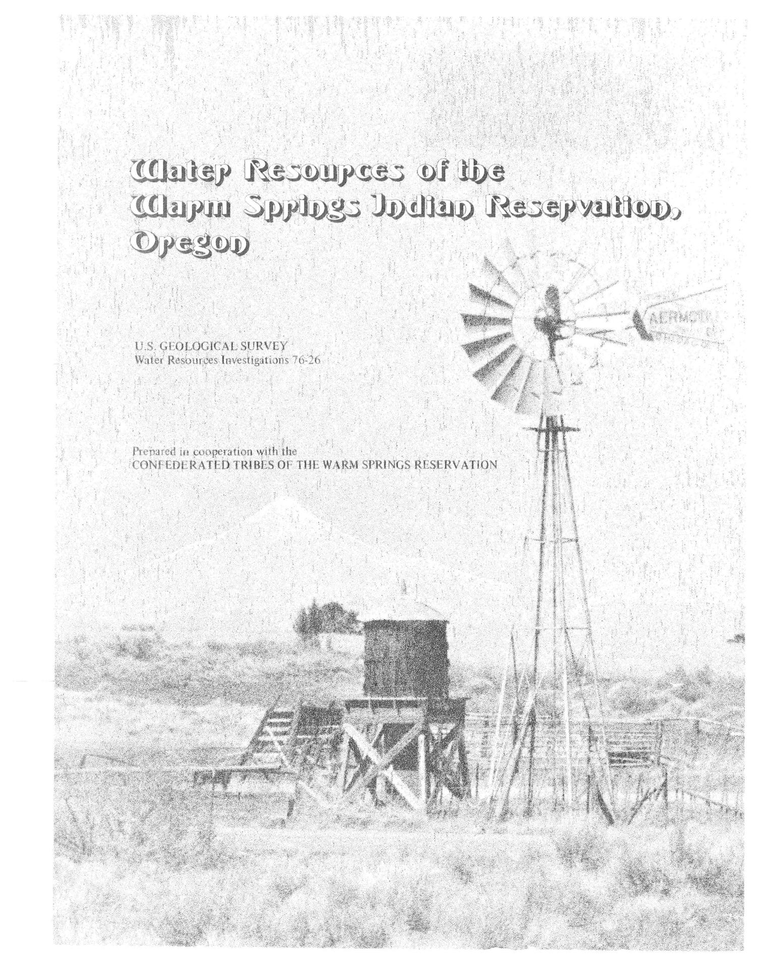 Water Resources of the Warm Springs Indian Reservation, Oregon UNT
