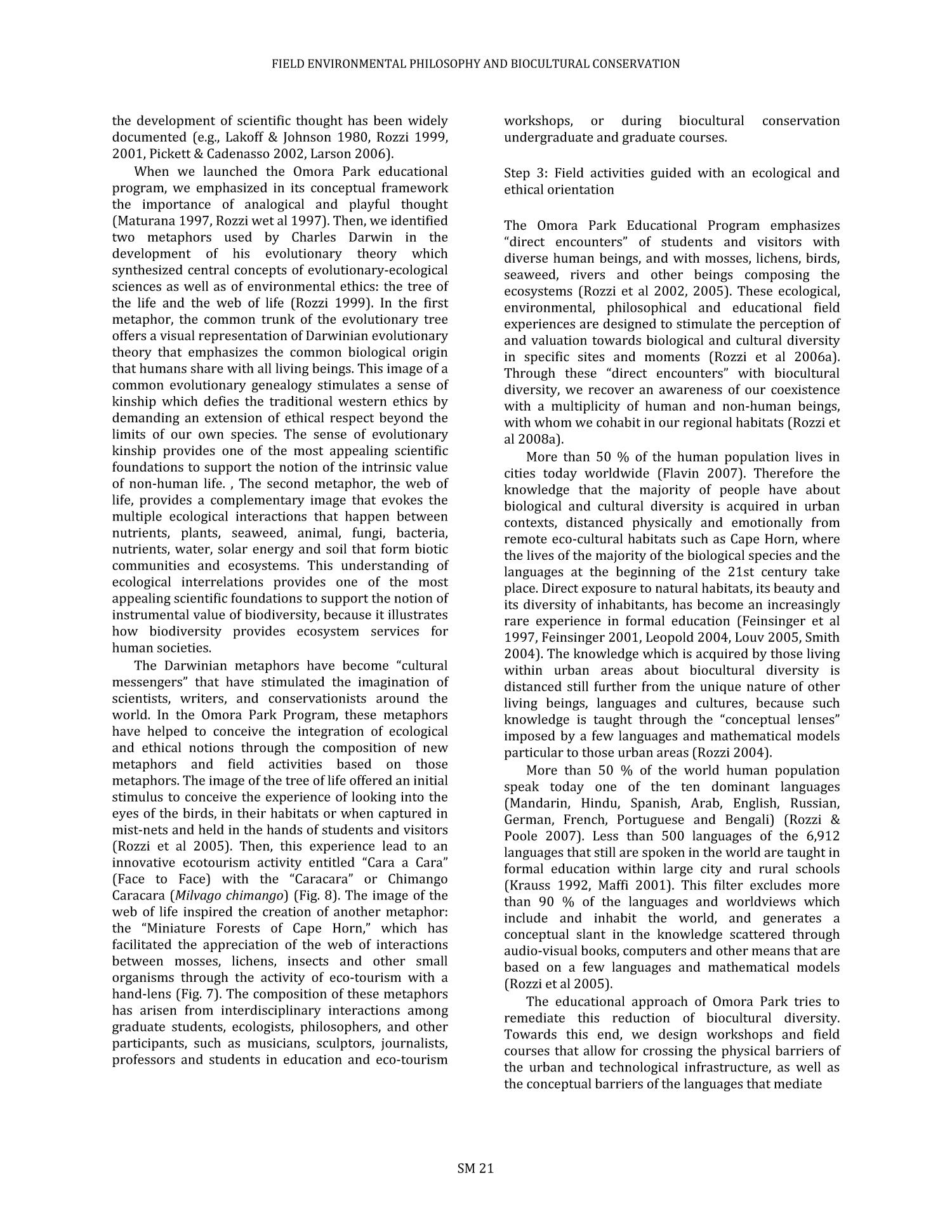 Field environmental philosophy and biocultural conservation at the