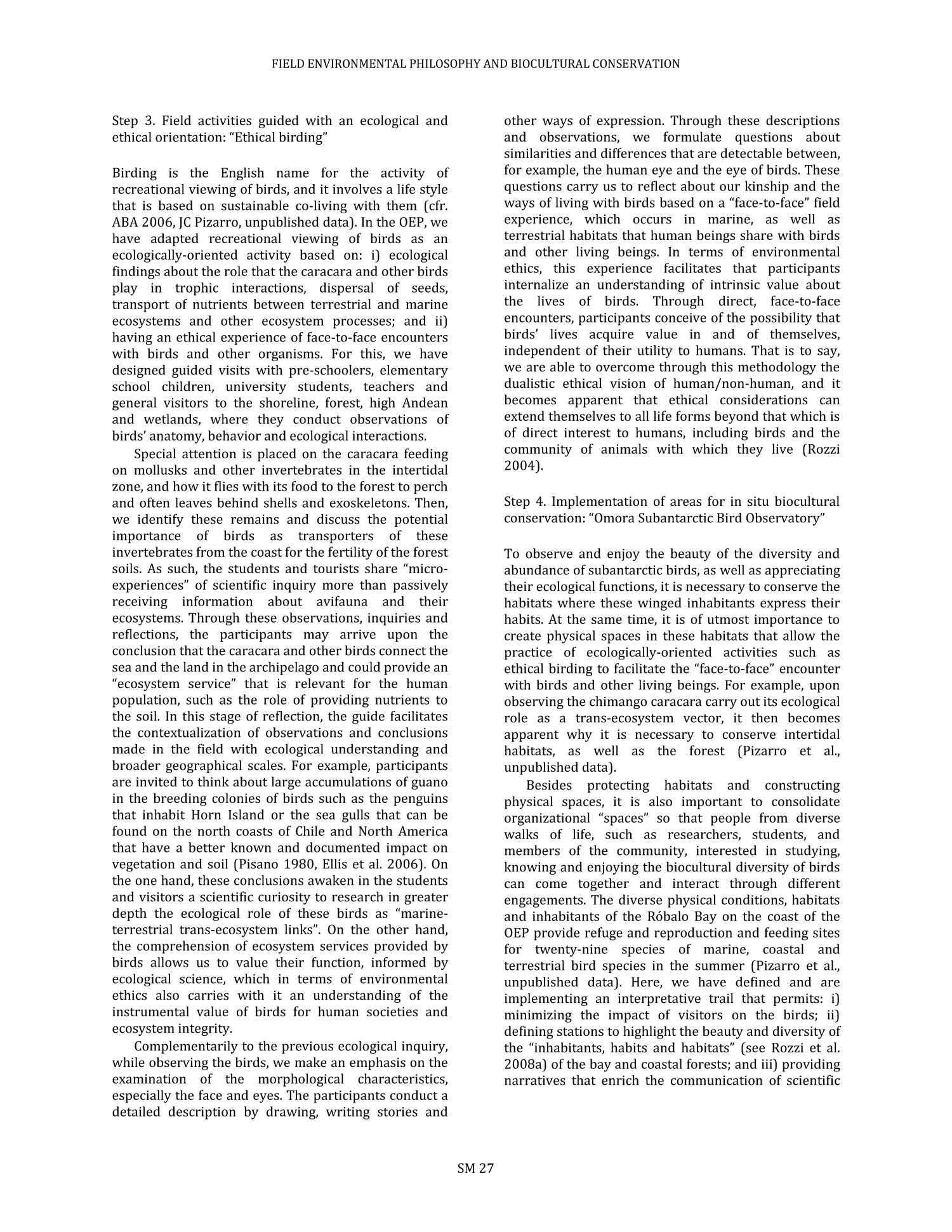 Field environmental philosophy and biocultural conservation at the