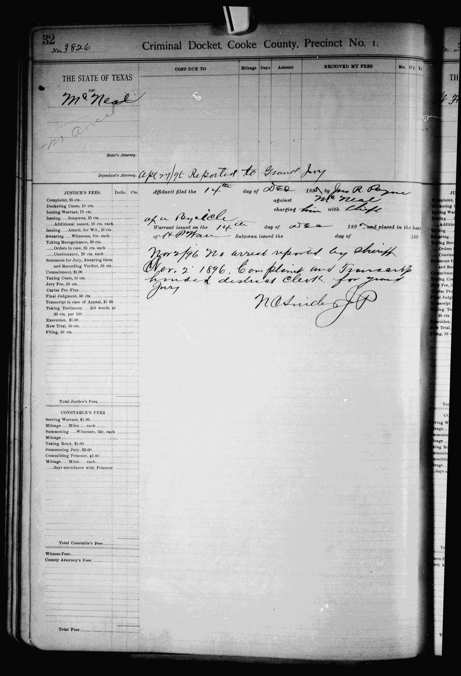 [Criminal Docket J. P. Precinct 1, Cooke County, 18951904] Page 32