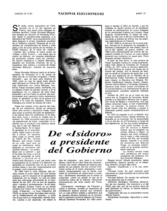 De Isidoro a presidente del Gobierno Archivo Linz de la Transición