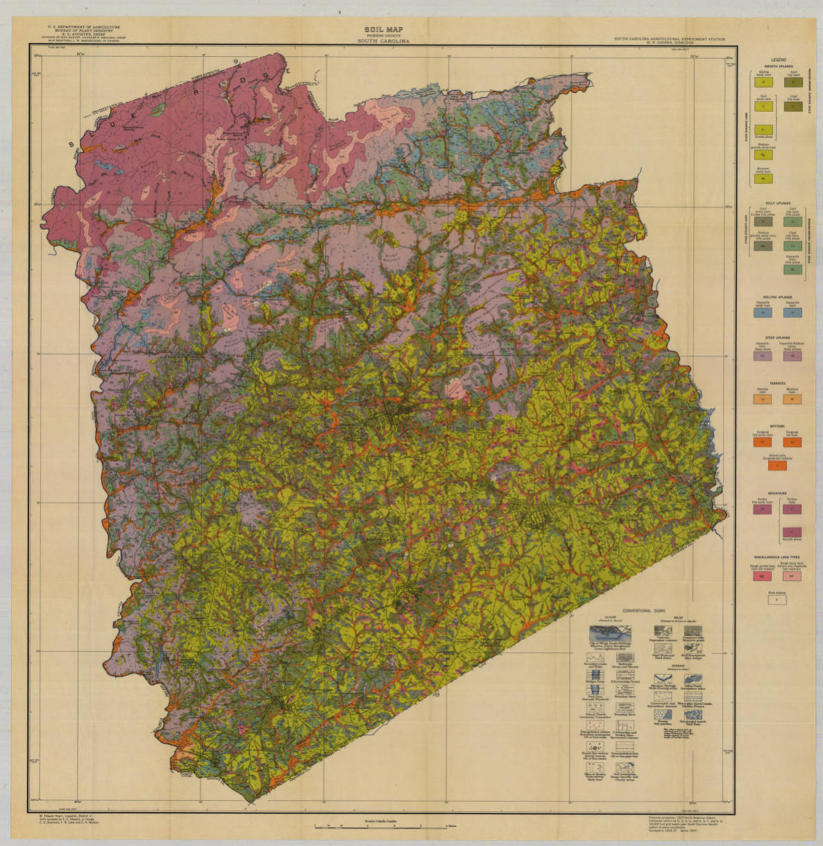Map Of Pickens County Sc Pickens County, 1937 - Historical Soil Survey Maps - Uofsc Digital Collections