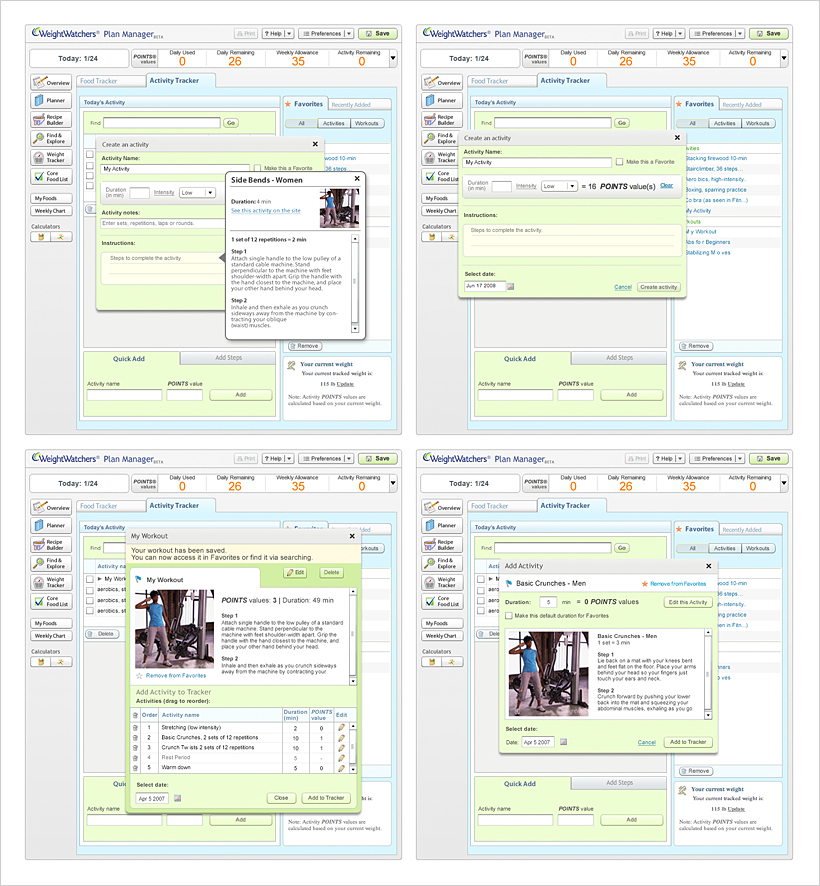 Weight Watchers Activity Tracker  App Vytenis Jankunas Art/Creative Director