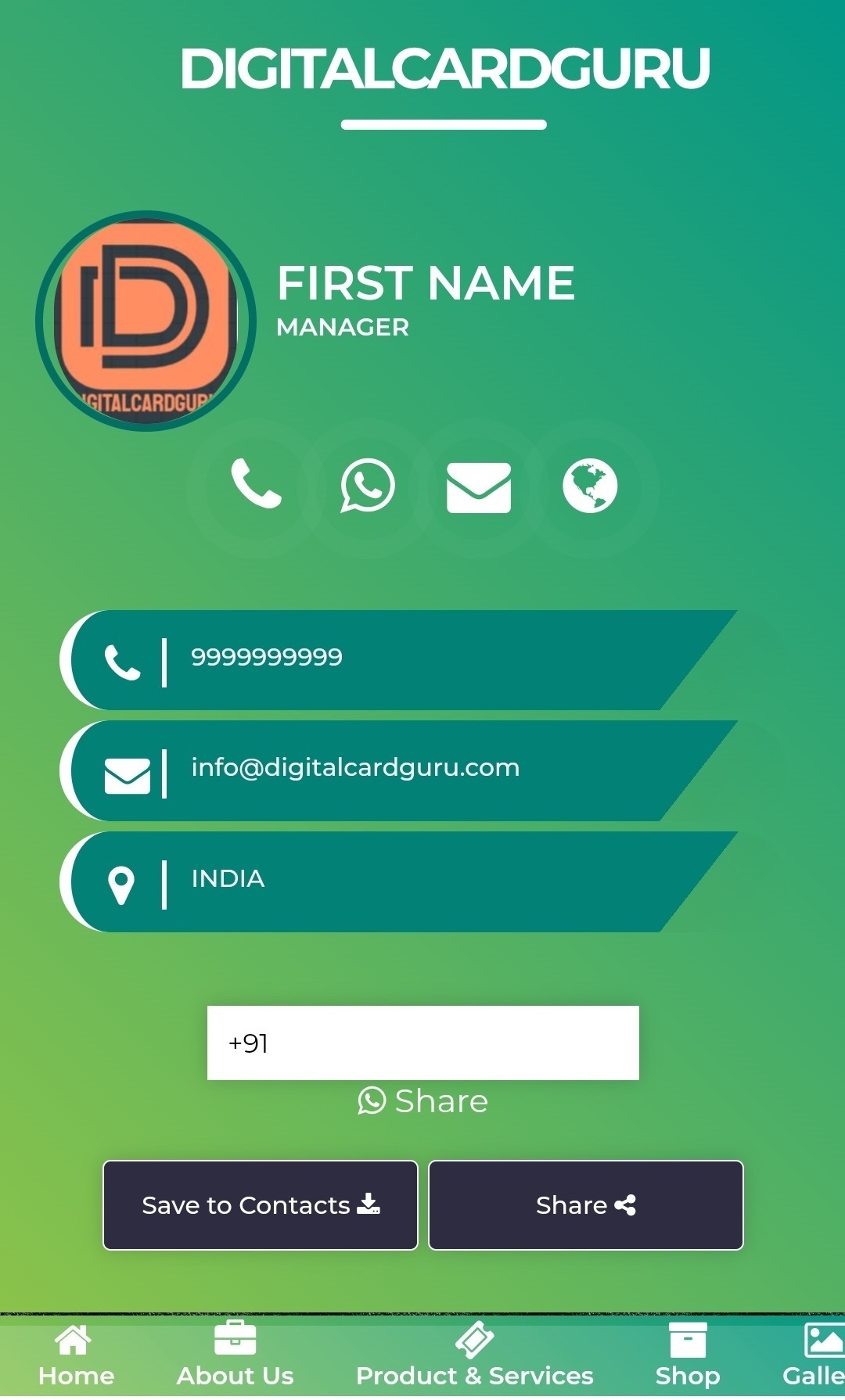 DigitalCardGURU Digital Visiting Card Online Business Card
