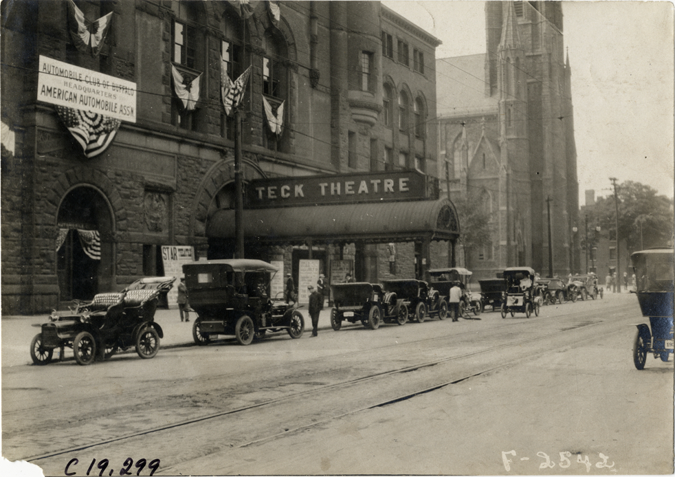 Automobiles parked in front of Teck Theatre at Buffalo, New York, 1906