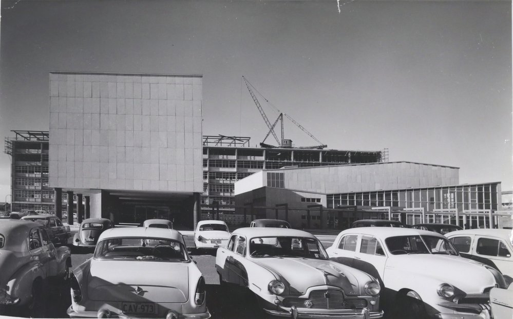 Dalton Building and Science Theatre with (at rear) construction of the