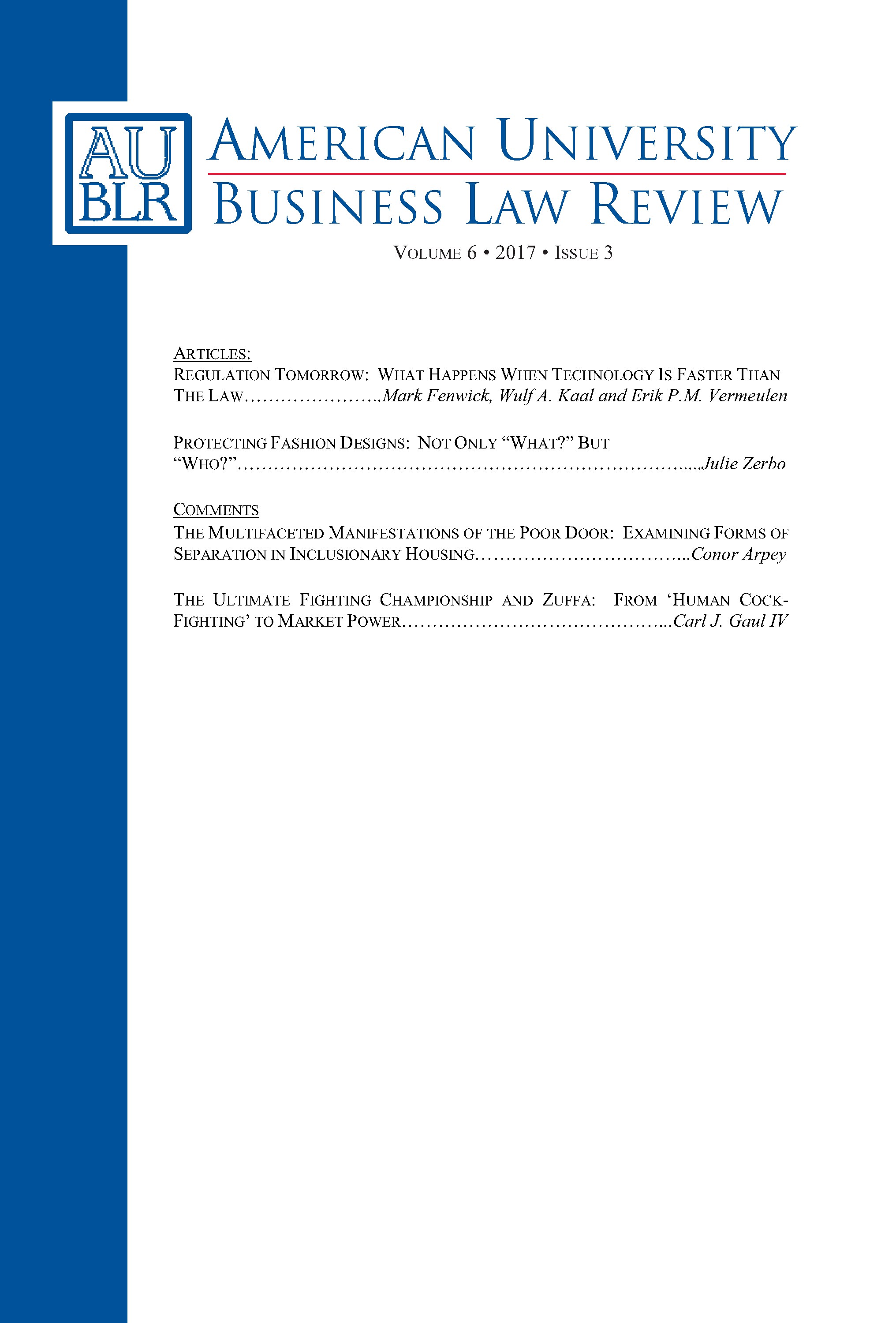 American University Business Law Review Washington College of Law