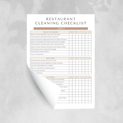 Restaurant Cleaning Checklist Digital Delight Company