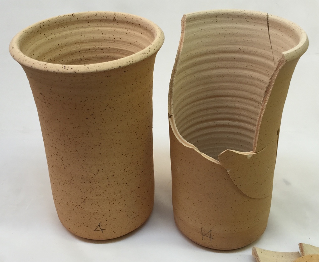 Thermal shock failure in raw ball clay much worse than the 100 mesh
