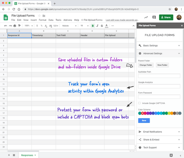 File Upload Forms Receive Files in your Google Drive
