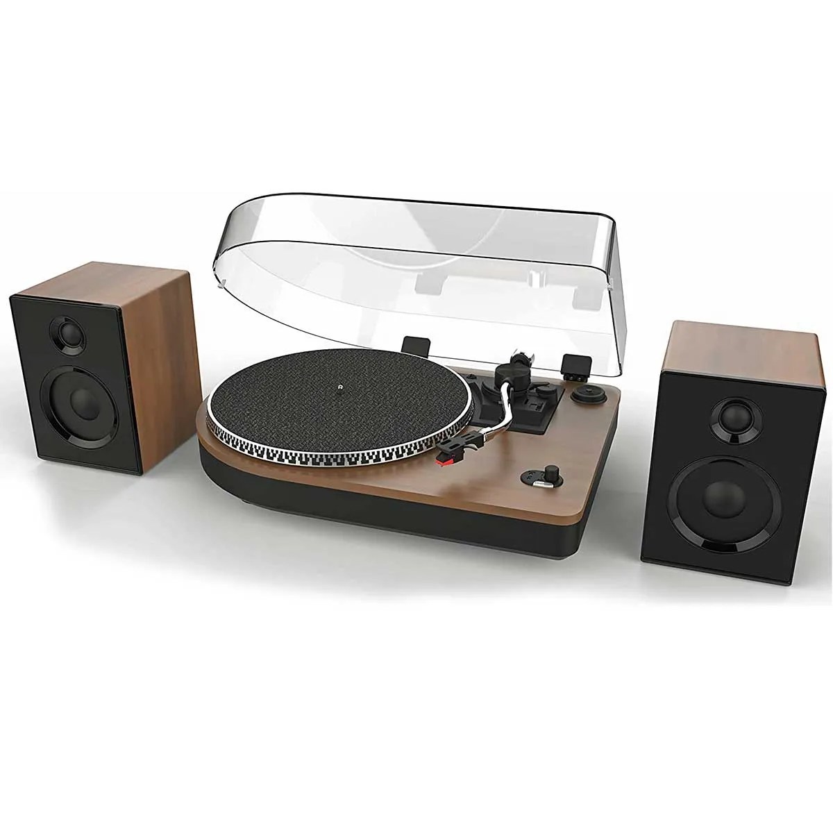 Steepletone Camden 2 Speed Record Player with Speakers Teak