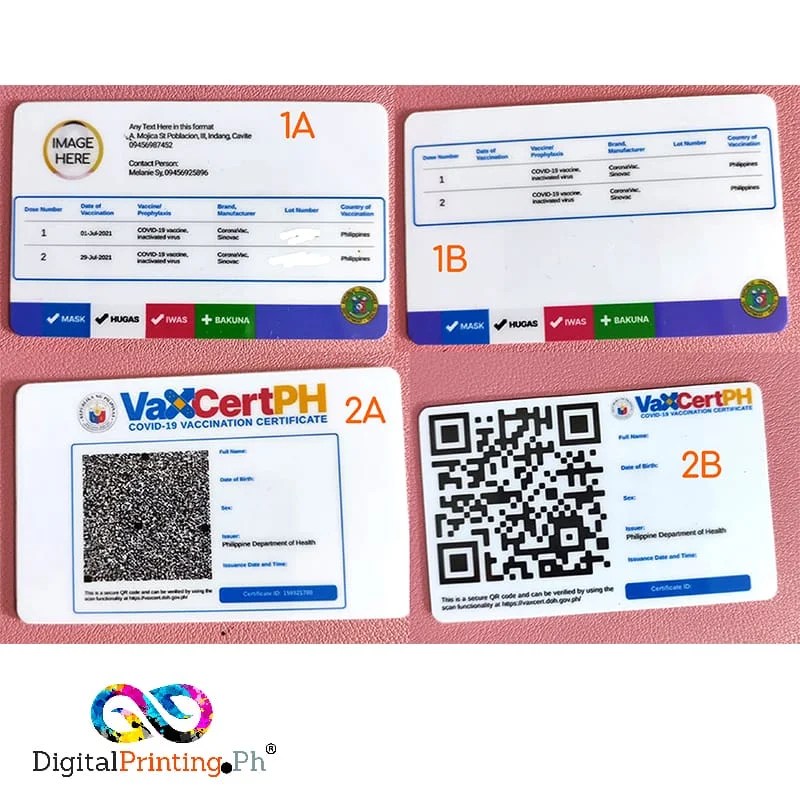 DOH Vaccine Certificate PVC Card, atm card size vaccine cards