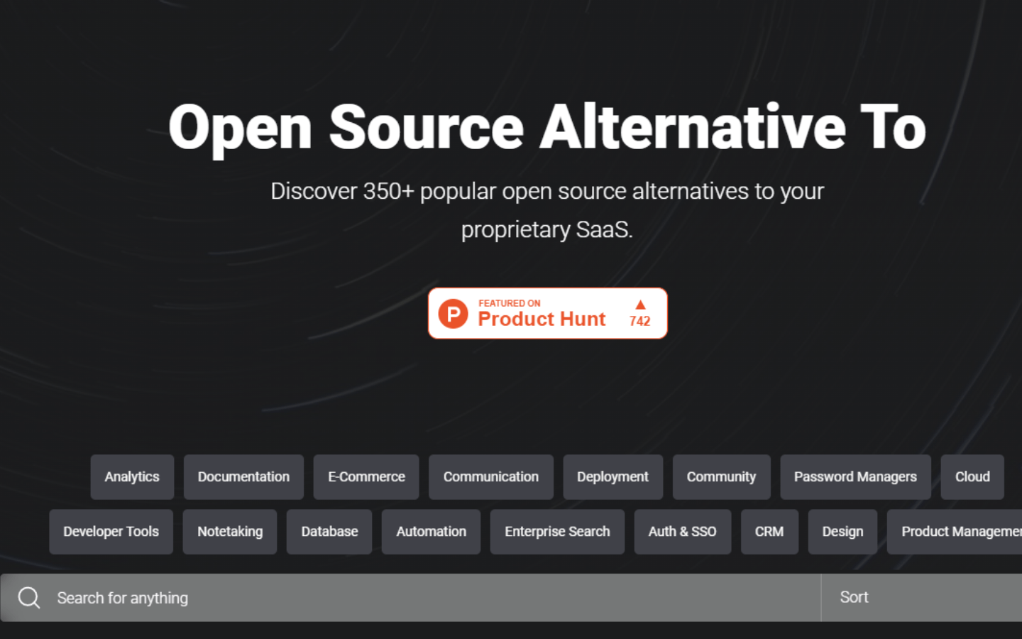 OpenSourceAlternative.to A Search engine for open source platforms