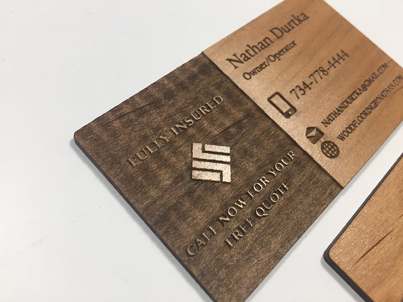 Wood business cards laser engraved starting at 1.30 each