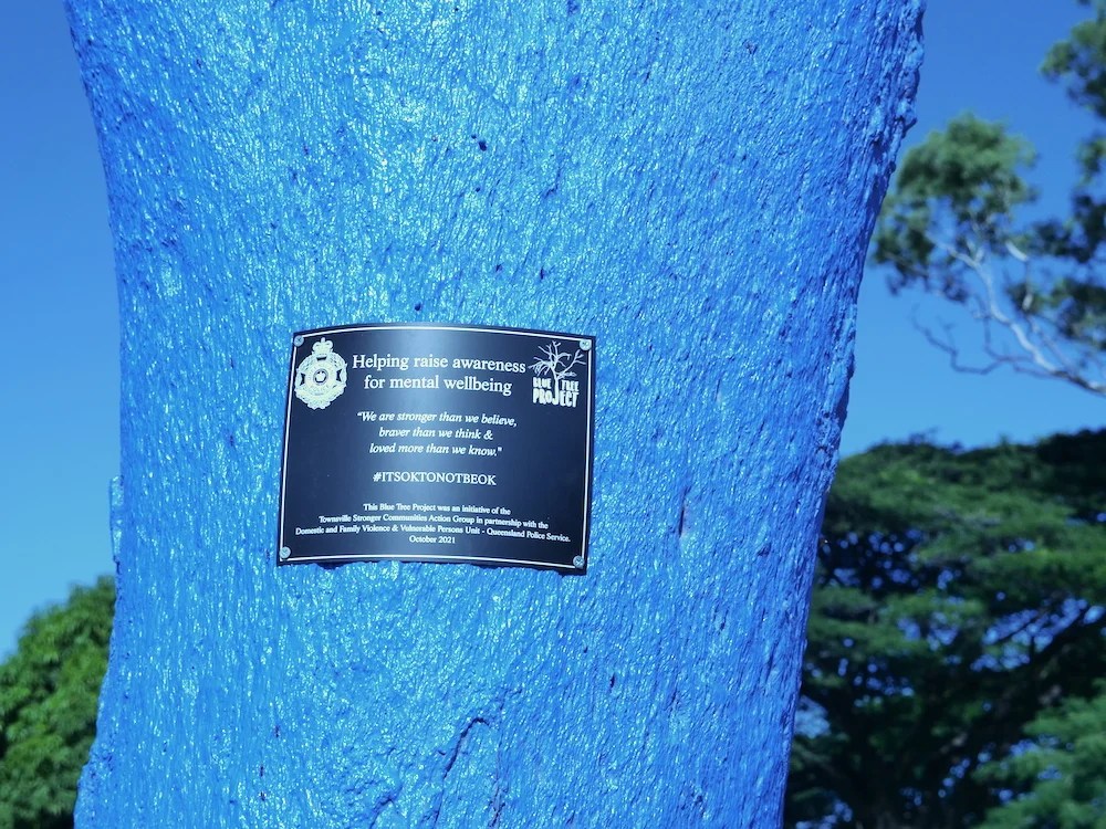 The Blue Tree, a symbol of hope or desecration of a once proud tree?