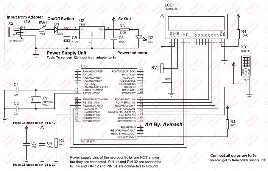 DHT11 Humidity Sensor Interface with PIC16F877A | Microcontroller
