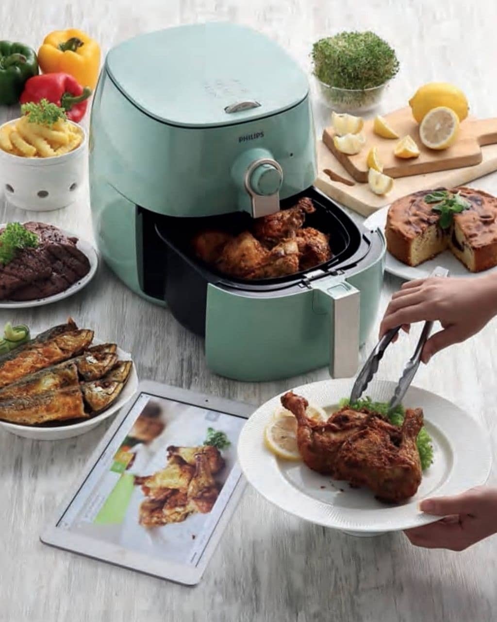 Philips Airfryer Twin TurboStar (HD9723) Desert Green Digitalzone2u