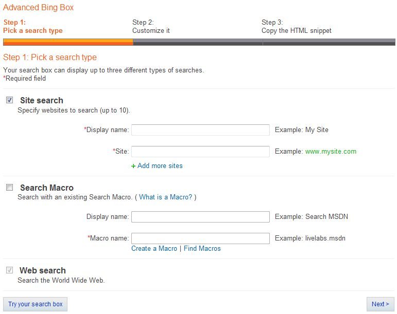 Bing tip How to put a Bing search box on your website?