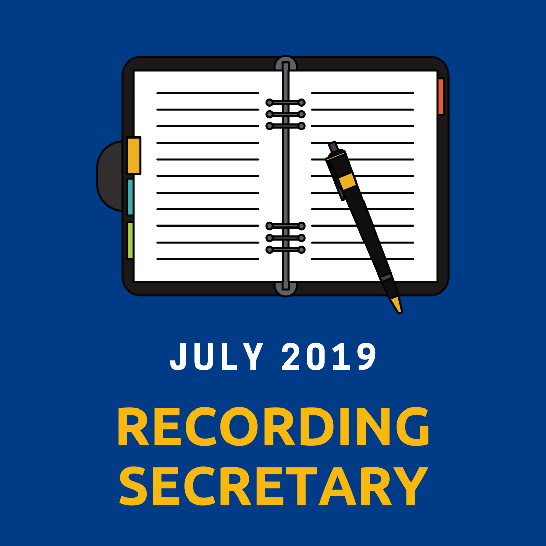 Recording Secretary July 2019 Dignified Learning