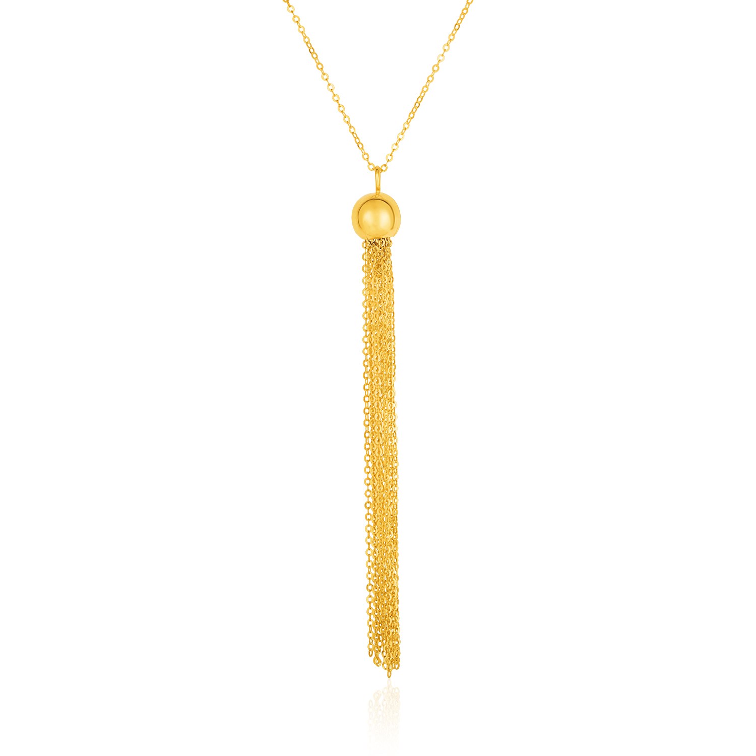14k Yellow Gold Ball and MultiStrand Tassel Necklace Richard Cannon