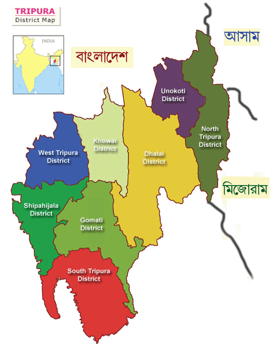 Road Map Of Tripura Tripura State's information and important facts & findings