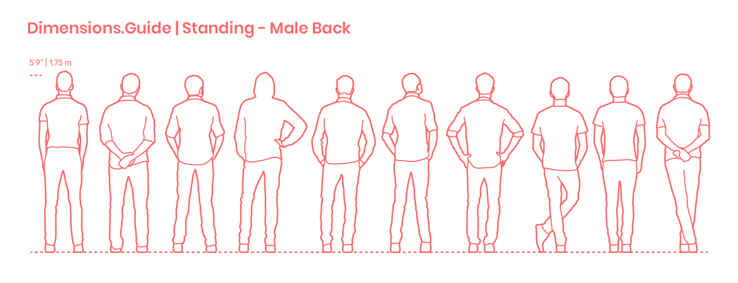 People Standing Dimensions & Drawings Dimensions.Guide