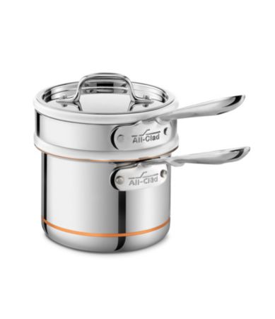 AllClad Copper Core 2Qt Saucepan with Double Boiler Insert & Lid