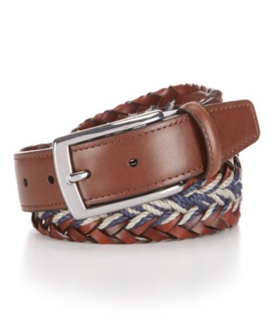 Cremieux Braided Leather and Linen Belt Dillards
