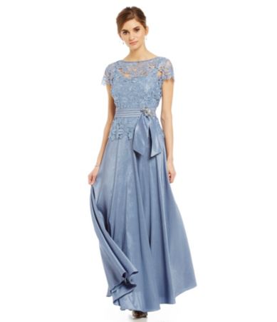 Emma Street Lace Popover Taffeta Gown Dillards