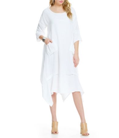 IC Collection Drapey Linen Dress Dillards