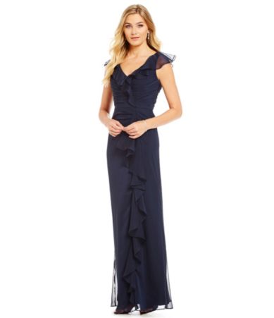 Adrianna Papell Long Ruffle Dress Dillards
