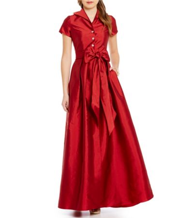Adrianna Papell Short Sleeve Taffeta Ball Gown Dillards