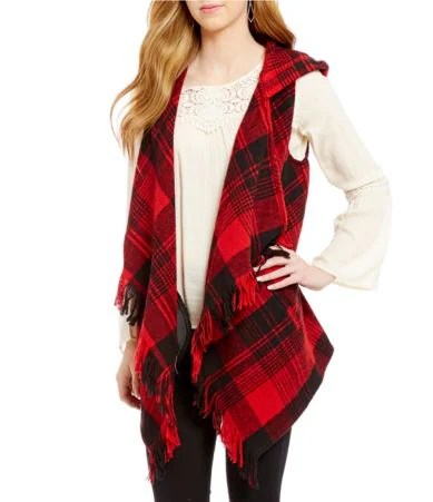 Jolt Plaid Blanket Vest Dillards