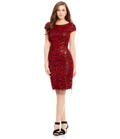 Antonio Melani Milo Cap Sleeve Sequin Mesh Sheath Dress Dillards