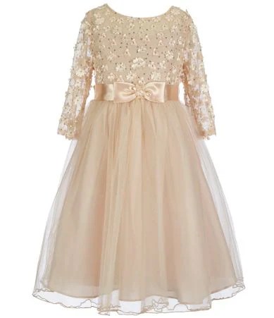 Bonnie Jean Big Girls 716 Sequined Daisy Bodice Tulle Dress Dillards