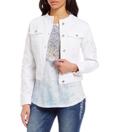 Reba "Western Spirit" White Denim Jean Jacket Dillards