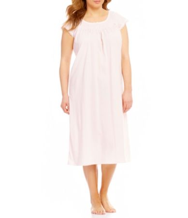 Miss Elaine Plus Silky Knit Nightgown Dillards