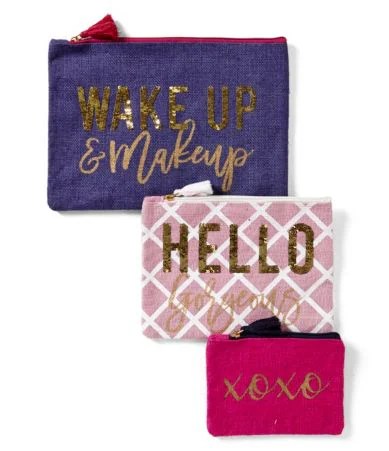 Mud Pie Tasseled Sequined Jute Makeup/Jewelry Case Trio Dillards