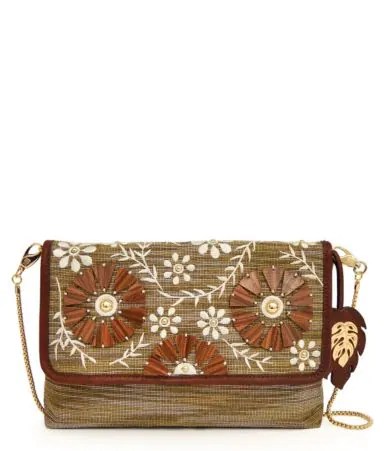 Tommy Bahama Naples WoodBeaded Embroidered Convertible CrossBody Bag