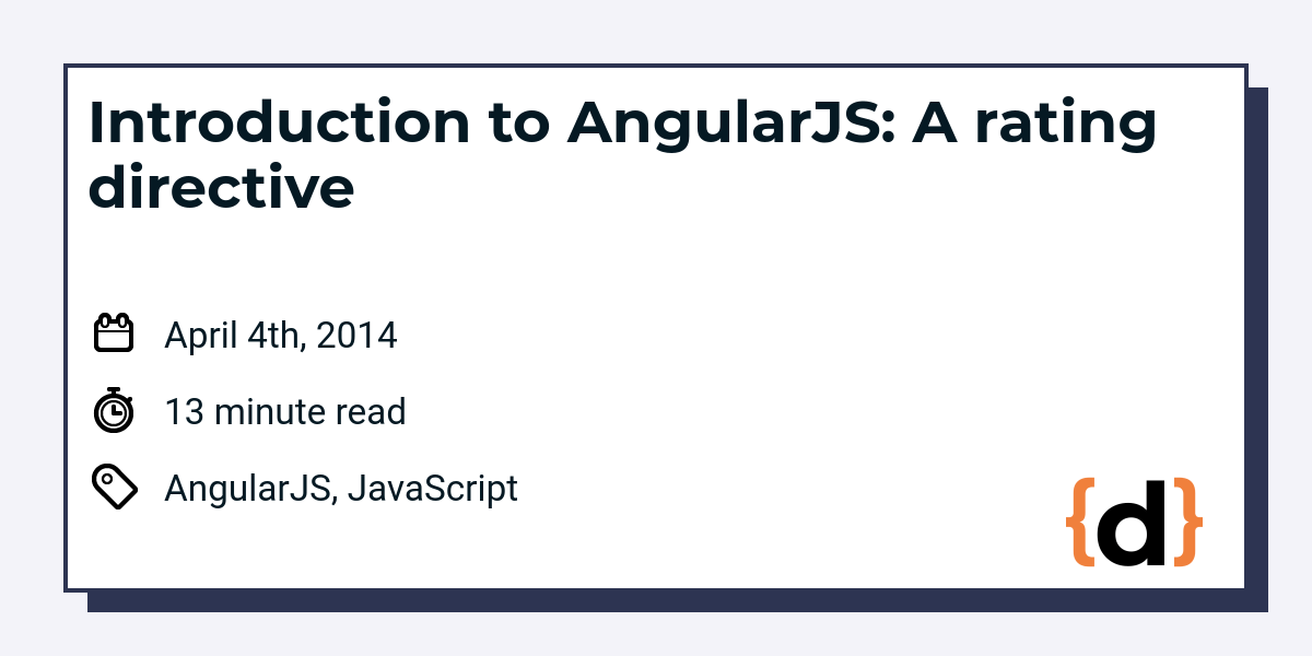 Introduction to AngularJS A rating directive Dimitri's tutorials