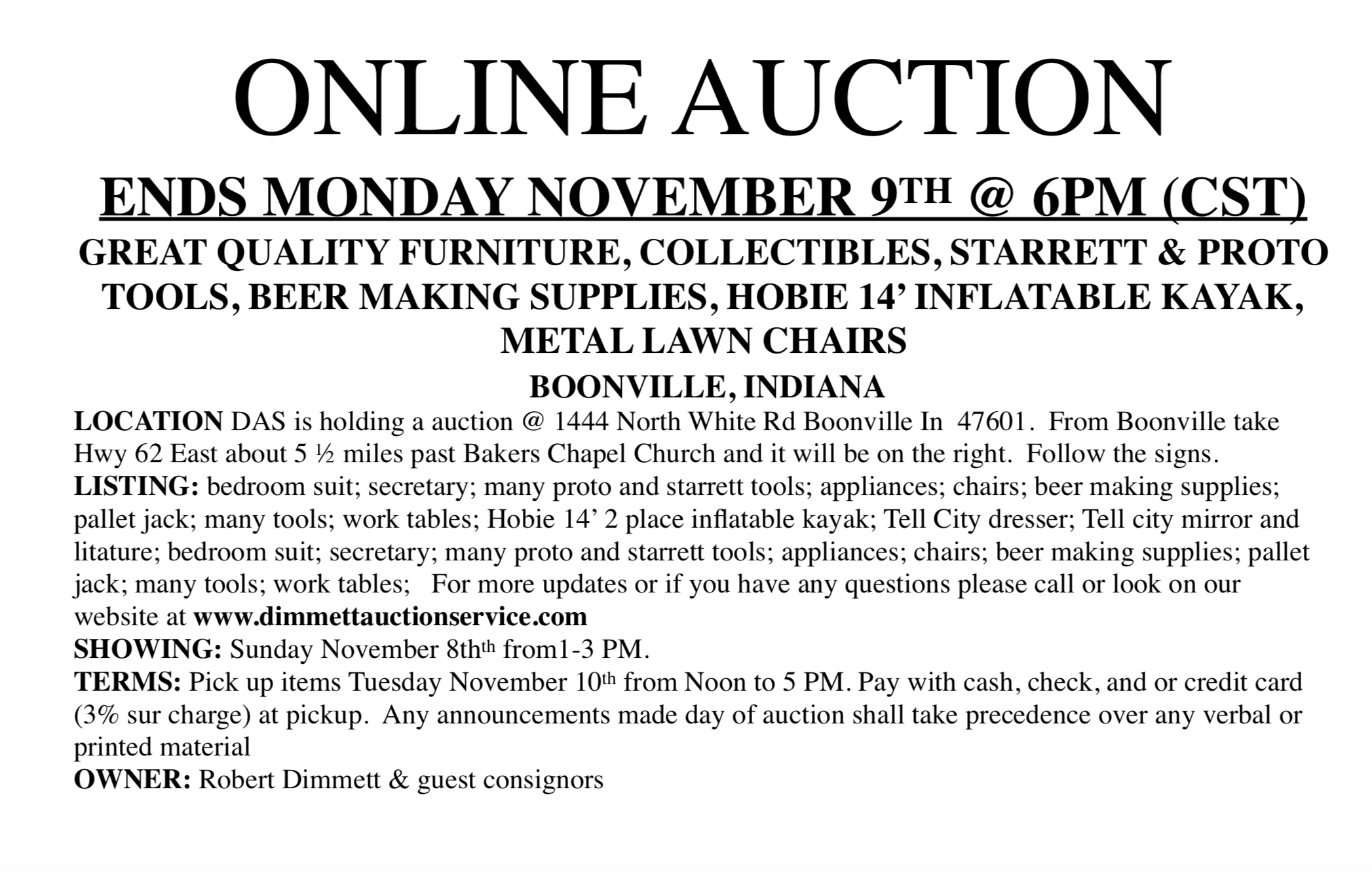 Live Auctions Dimmett Auction Service