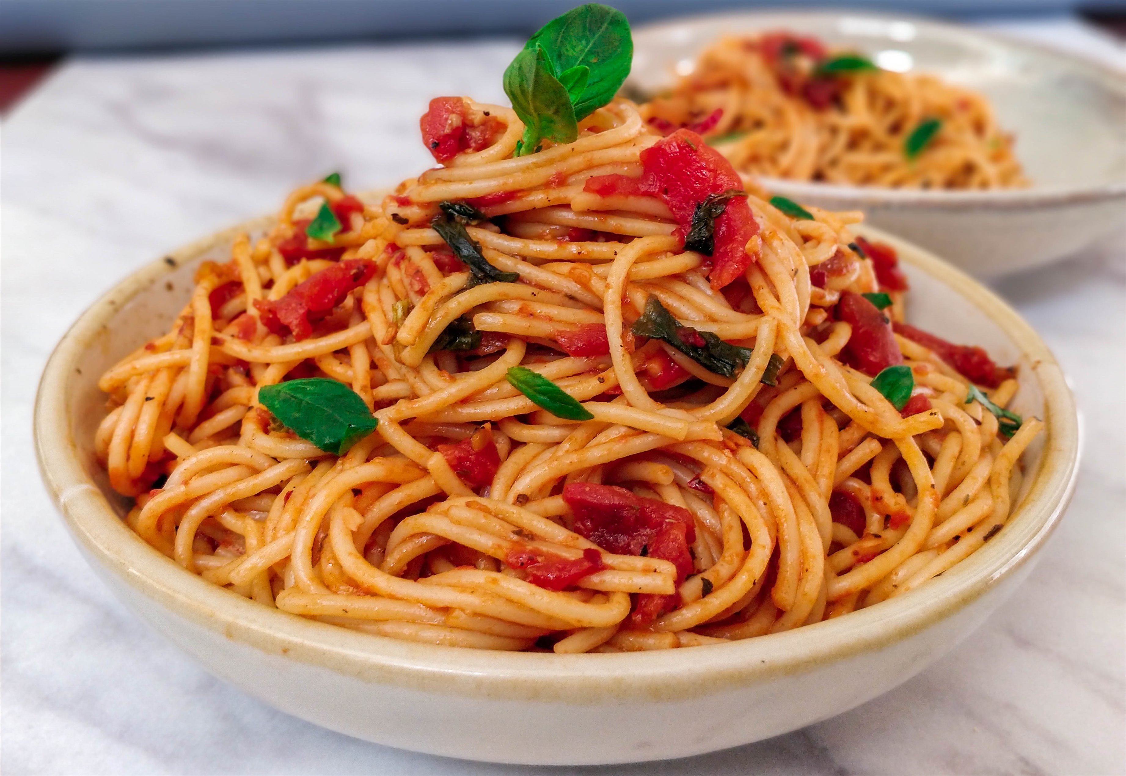 Red Sauce Pasta, Spaghetti in fresh Tomato Sauce Dine Delicous