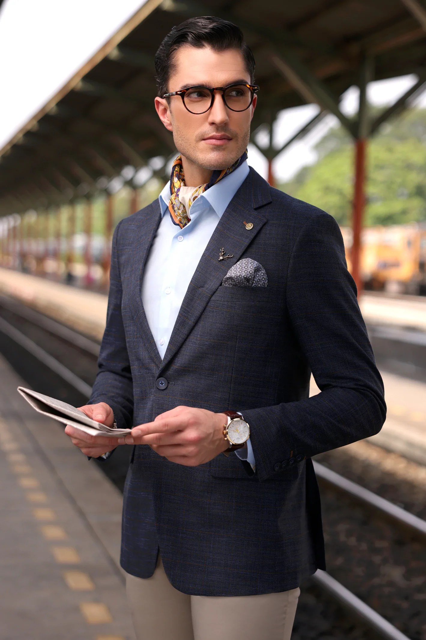 Blue Textured Blazer Diners Pakistan