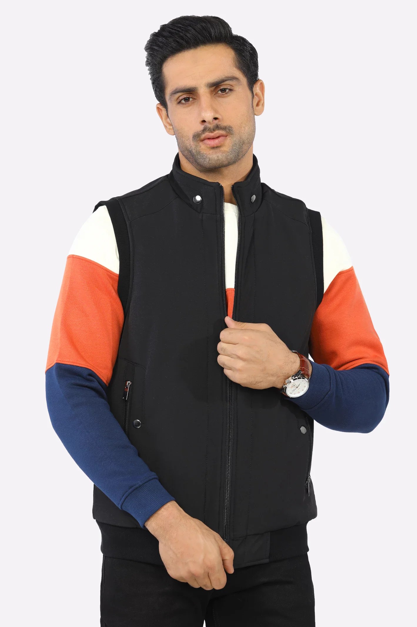 Black Sleeveless Quilted Jacket Diners Pakistan