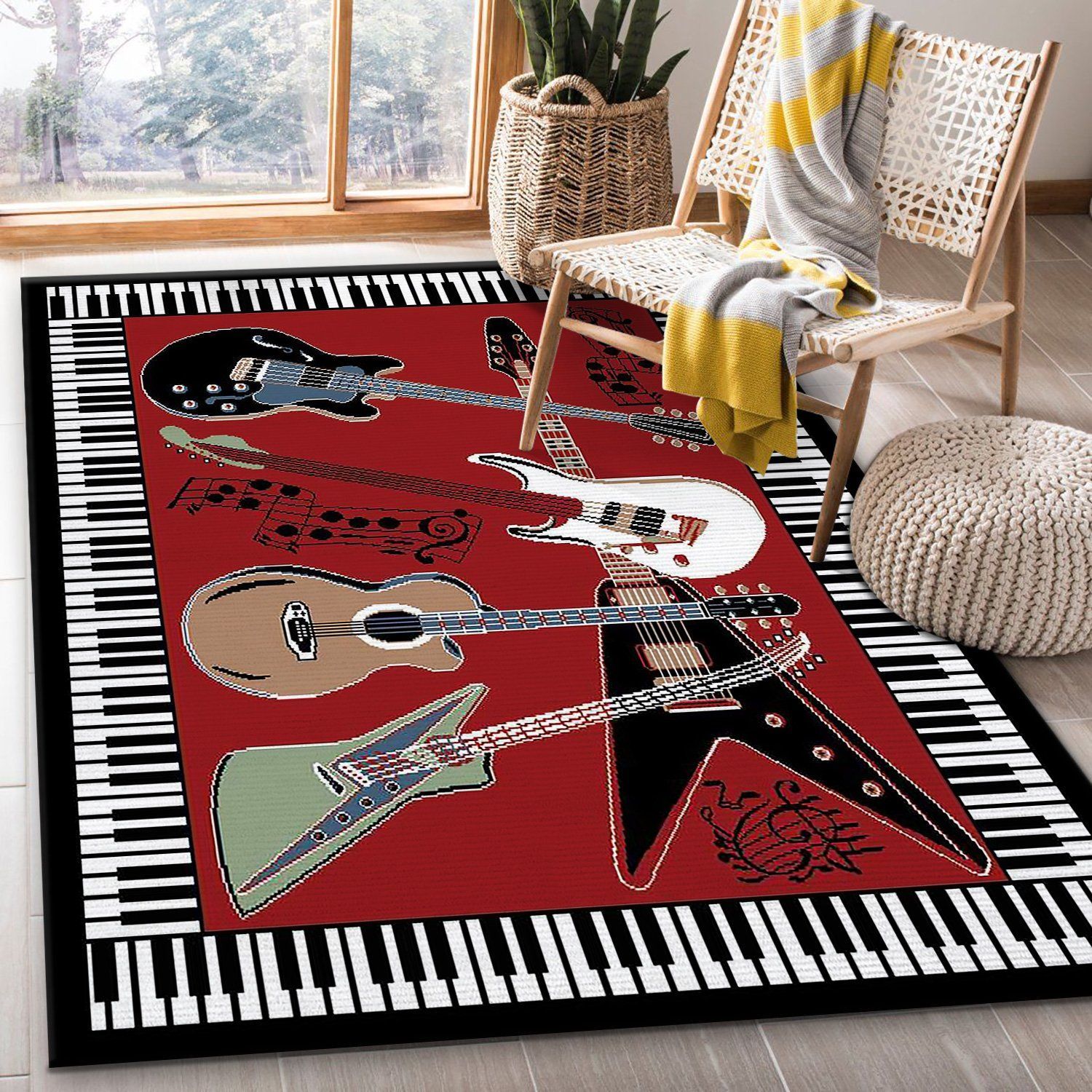 Music Guitar Rug For Living Room Bedroom Dingmun