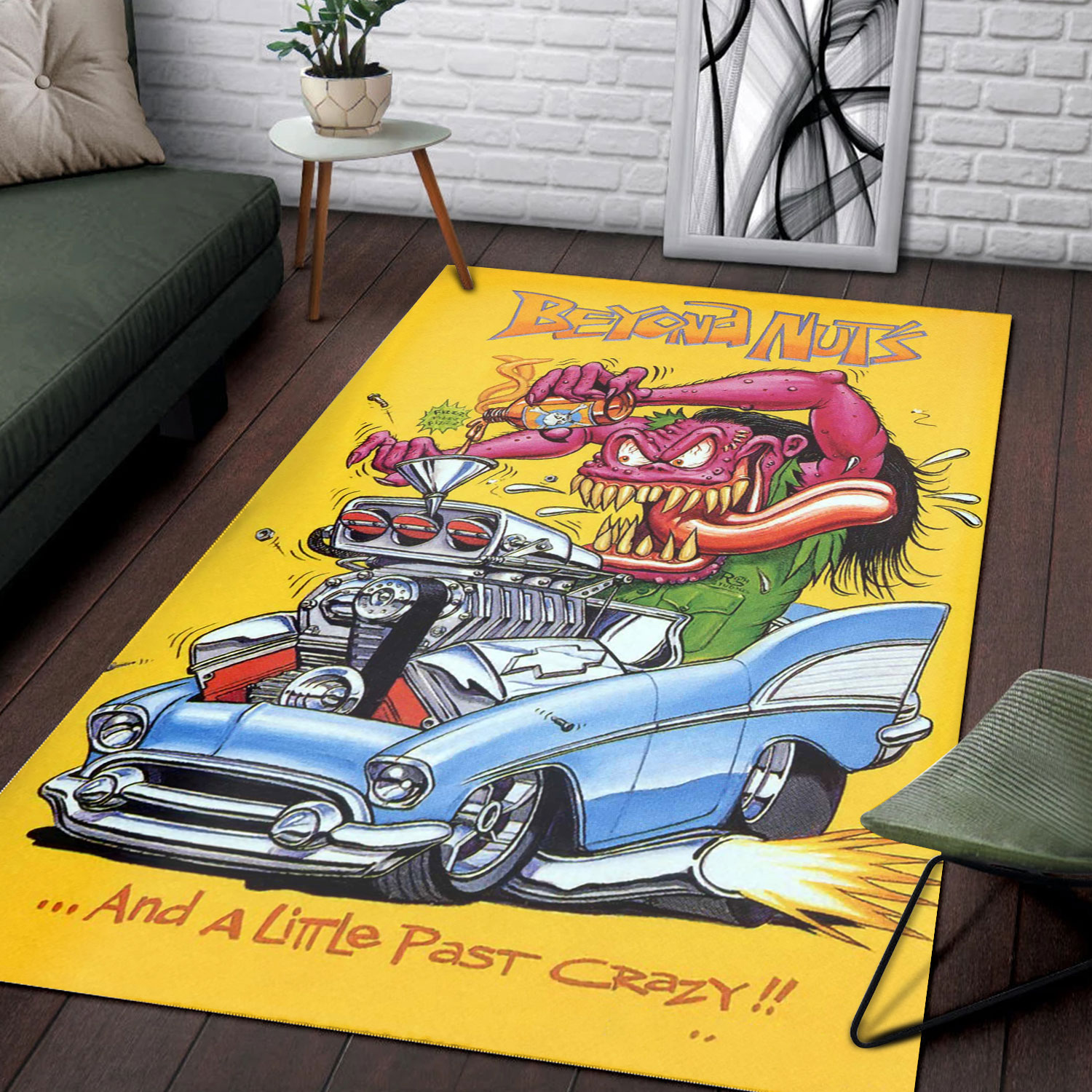 Beyond Nuts A Little Past Crazy Hot Rod Car Race Rat Fink Rug Dingmun
