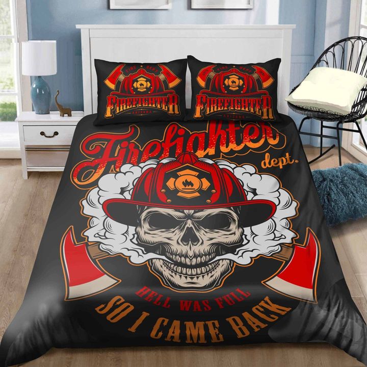 Firefighter Dept Skull Quilt Bedding Set Dingmun