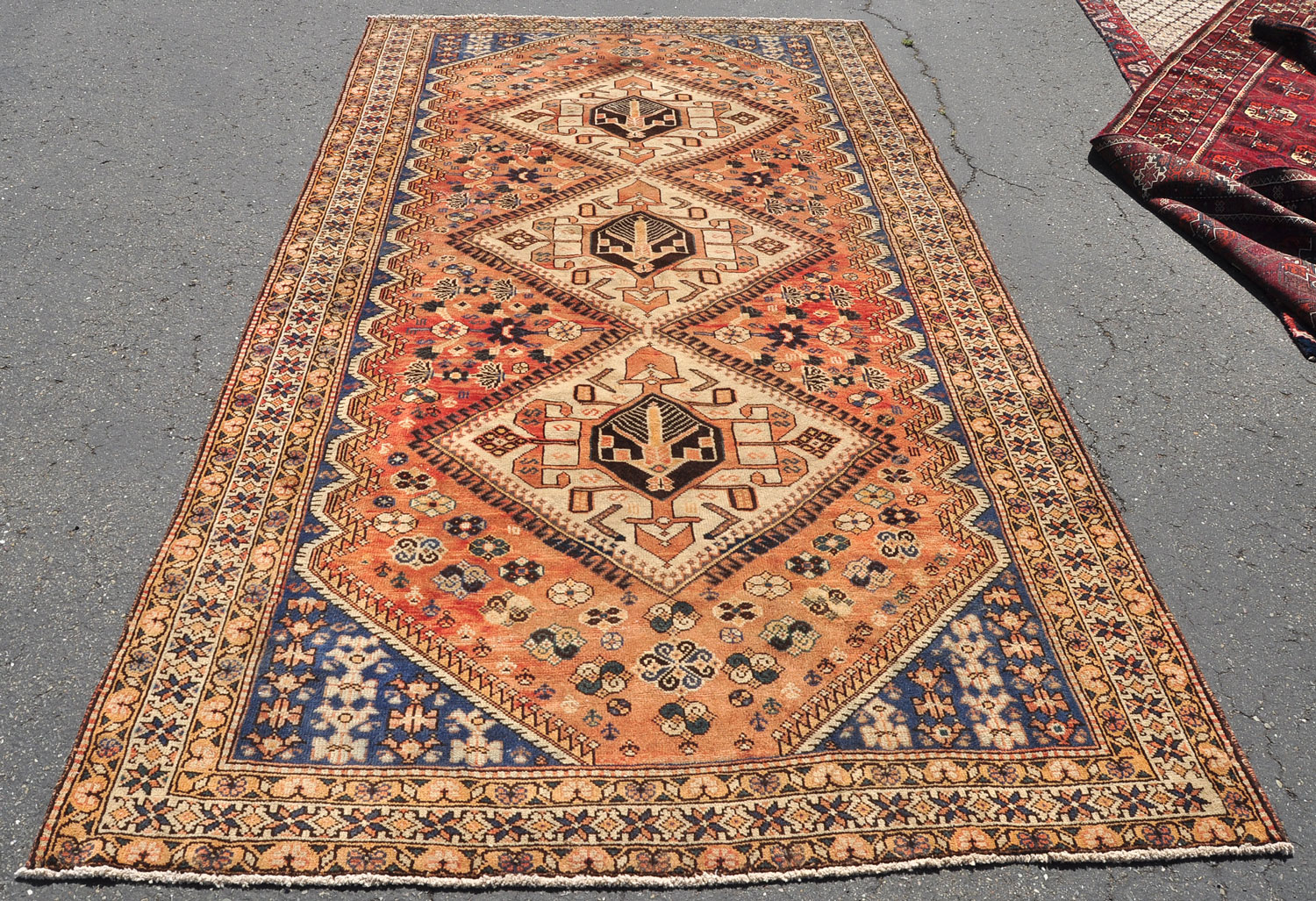Persian Shiraz Medallion Rug with Rust and Burnt Orange Colors — 10 ft. 2 in. by 5 ft. 5 in